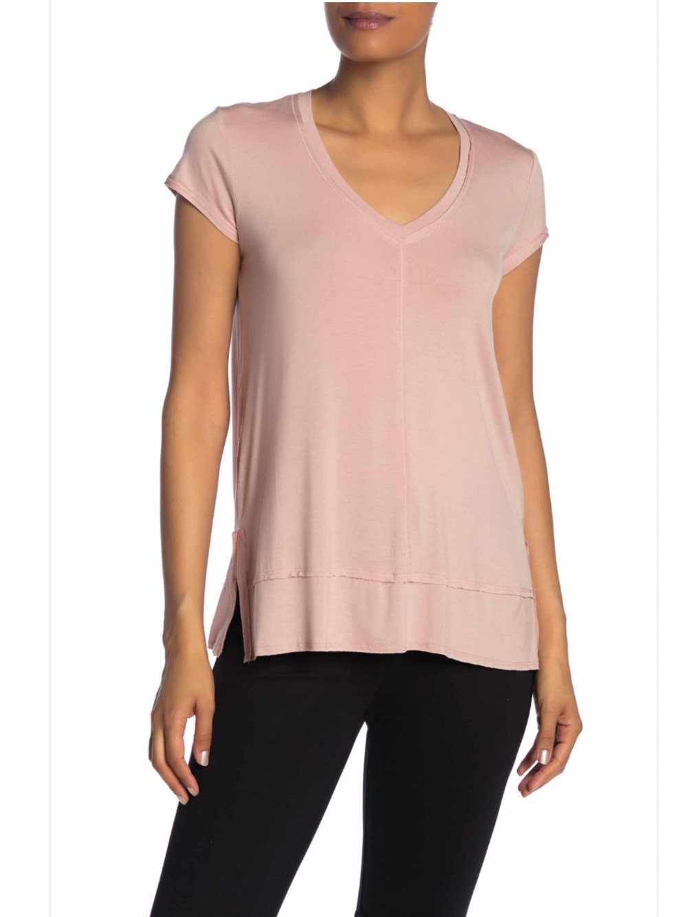 H by Bordeaux Blush V-Neck T-shirt - Size Small - NWT